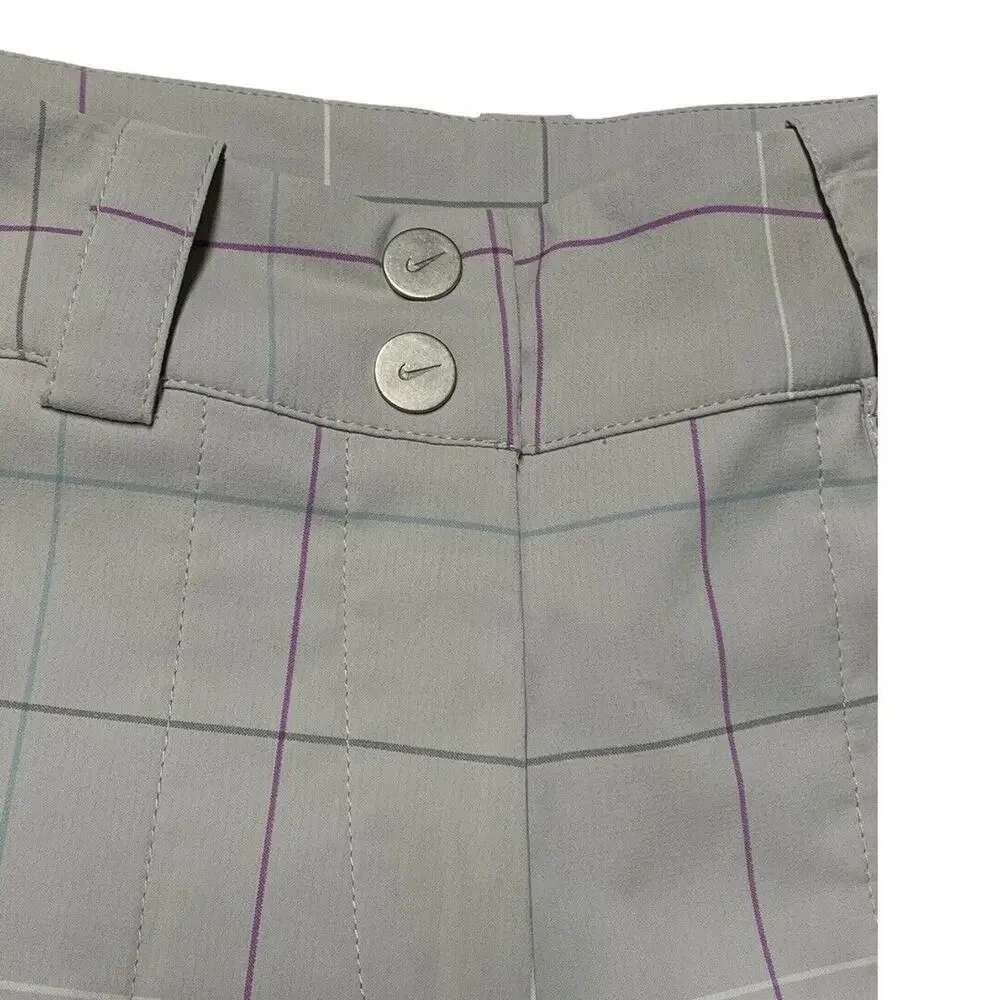 Nike Women Golf Dri-Fit under knee Pants Sz 4 Gray Plaid flat front